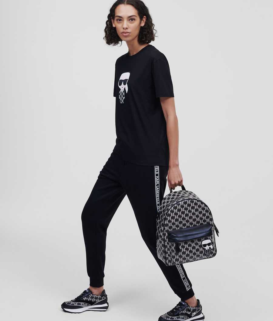 Black Women's Karl Lagerfeld Ikonik Karl Monogram T-Shirts | AE026LASD