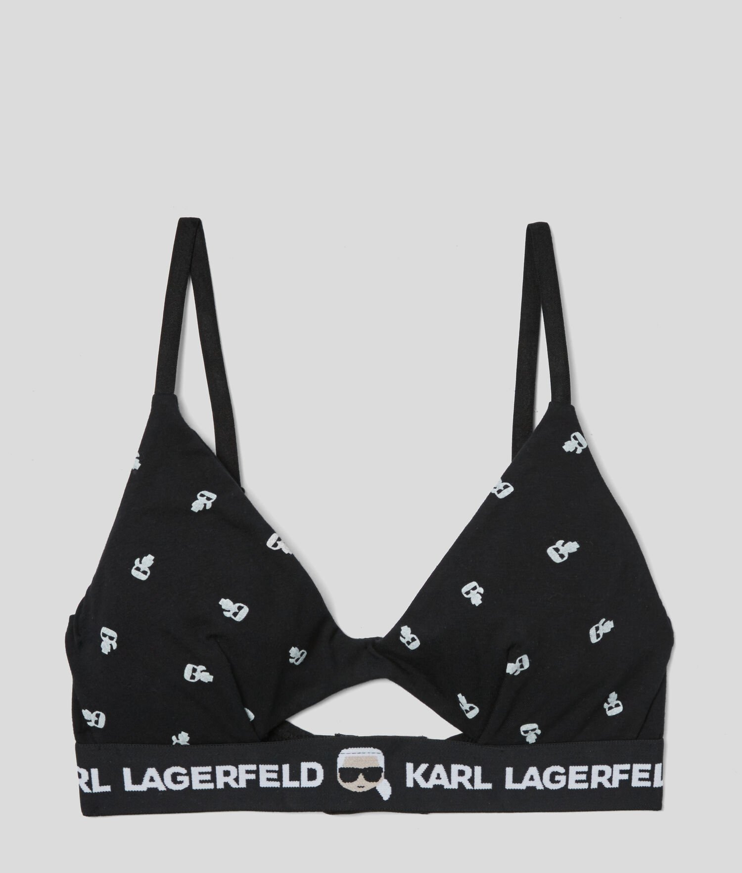 Black Women's Karl Lagerfeld Ikonik Karl Peephole Bra Underwear | AE065CLFW