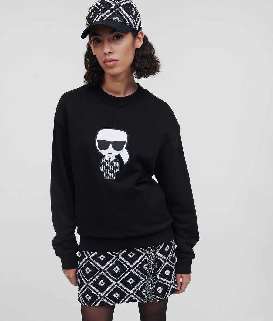 Black Women's Karl Lagerfeld Ikonik Karl Monogram Sweatshirts | AE805BUSP