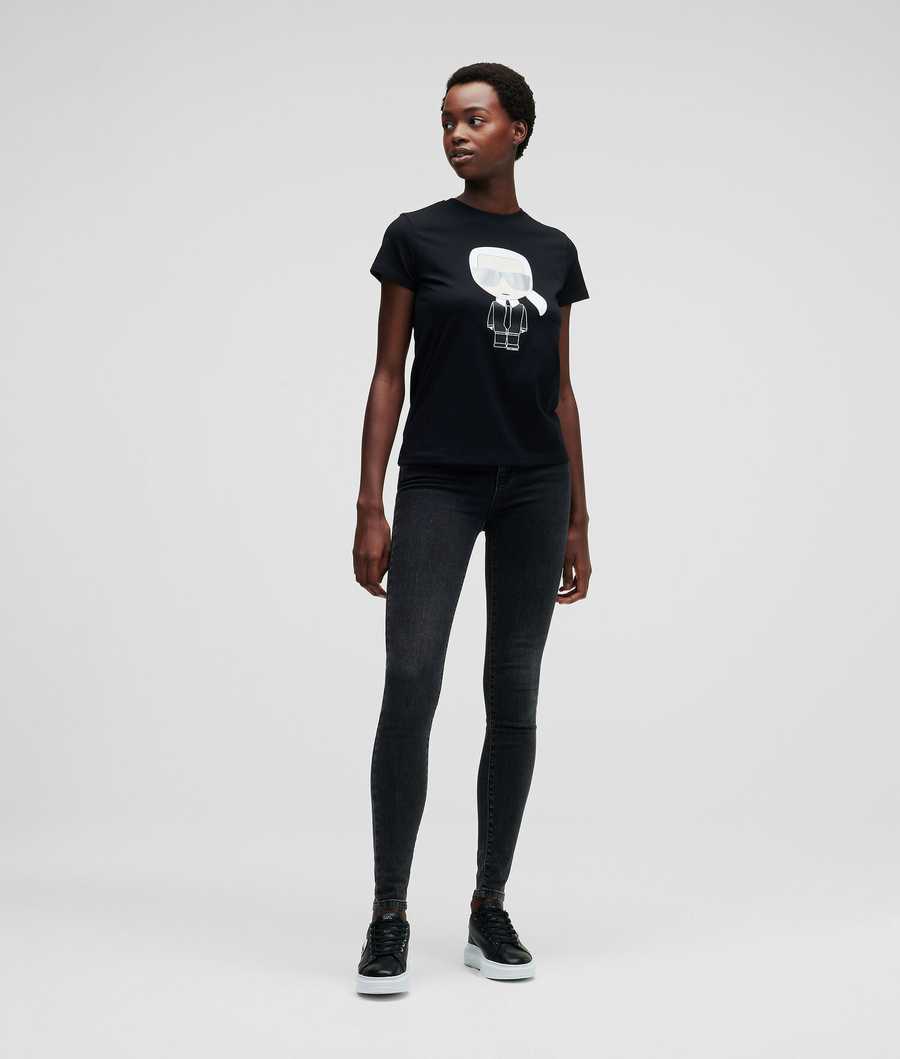 Black Women's Karl Lagerfeld Ikonik Karl T-Shirts | AE972JWBF