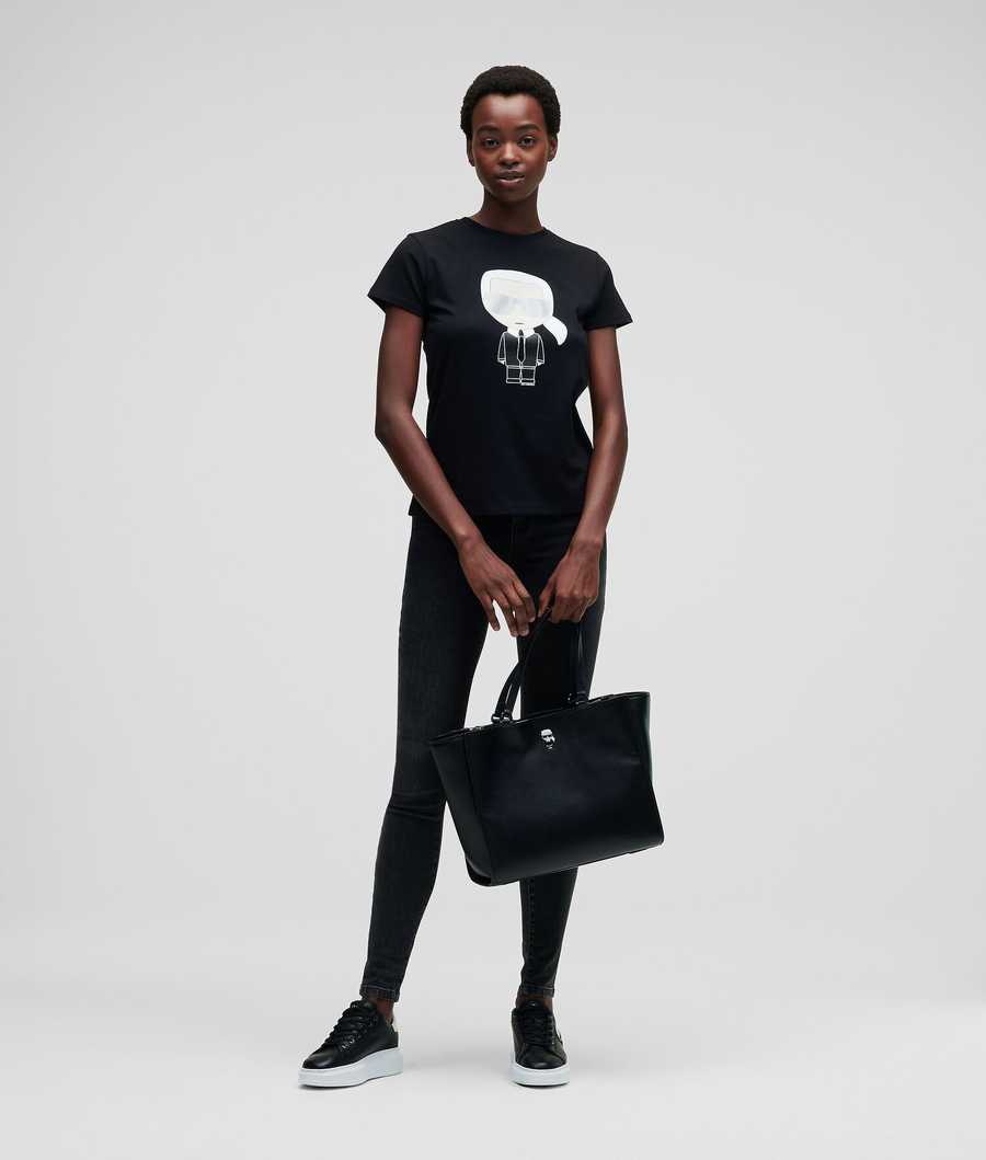 Black Women's Karl Lagerfeld Ikonik Karl T-Shirts | AE972JWBF