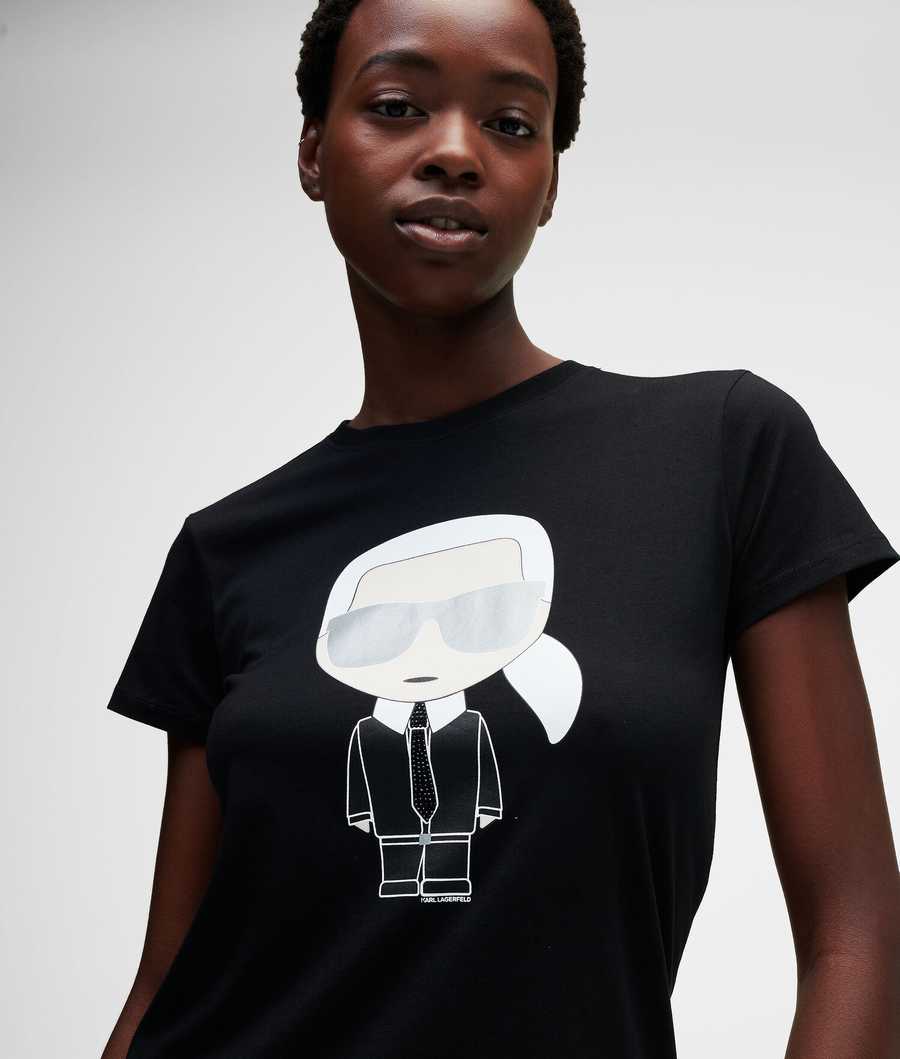 Black Women\'s Karl Lagerfeld Ikonik Karl T-Shirts | AE972JWBF