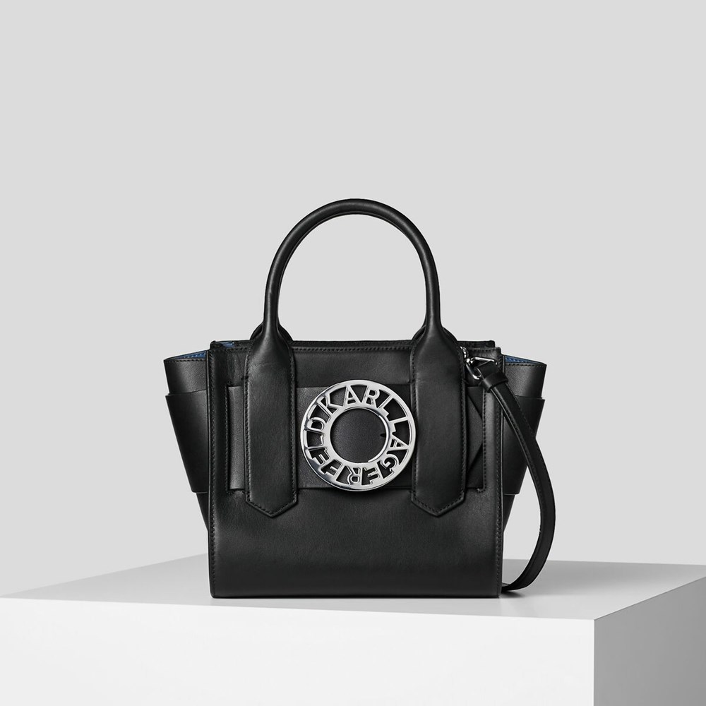 Black Women\'s Karl Lagerfeld K/Disk Small Tote Bags | AE150JHBM