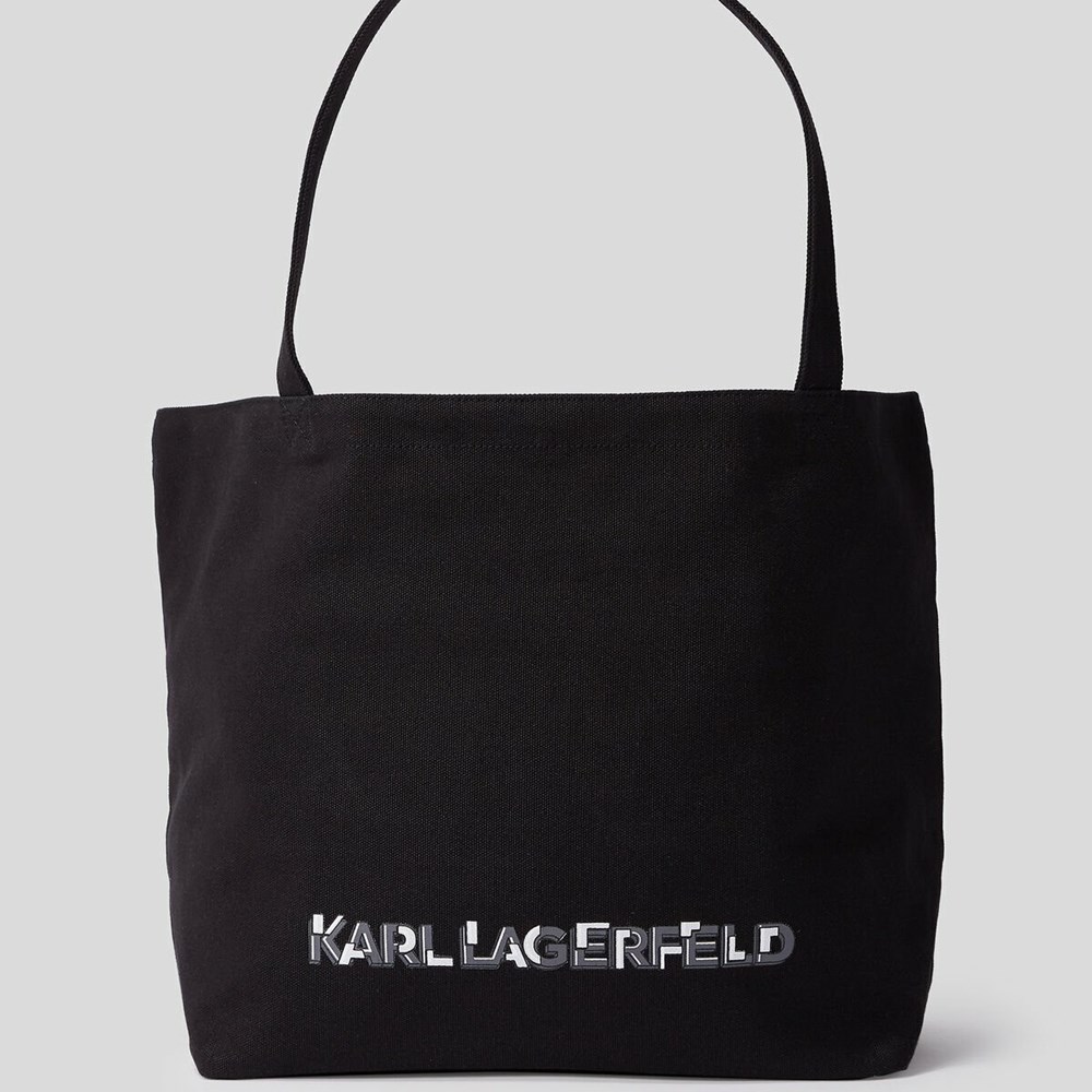 Black Women's Karl Lagerfeld K/Heroes Canvas Shopper Tote Bags | AE253RZGF