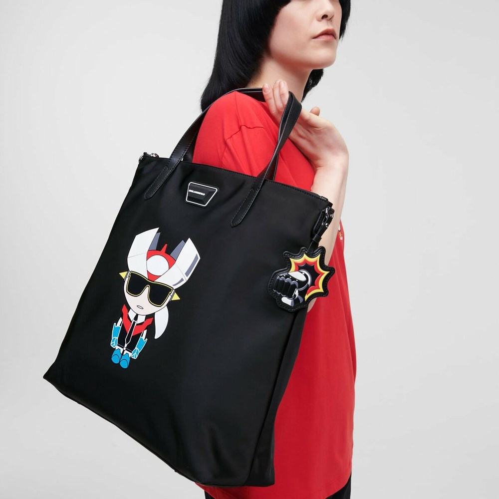 Black Women's Karl Lagerfeld K/Heroes Nylon Tote Bags | AE130SOEV