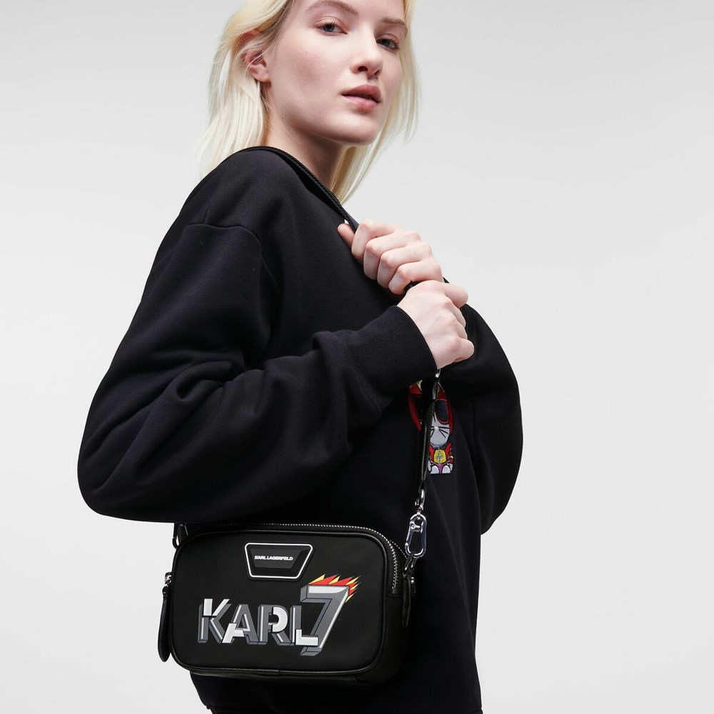 Black Women's Karl Lagerfeld K/Heroes Nylon Camera Bag | AE194WAIL