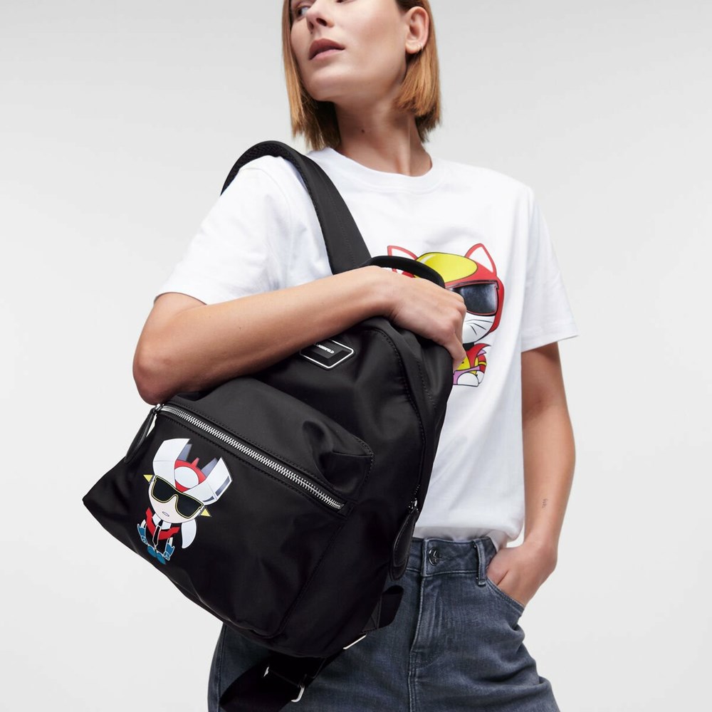 Black Women's Karl Lagerfeld K/Heroes Nylon Backpacks | AE821JETF