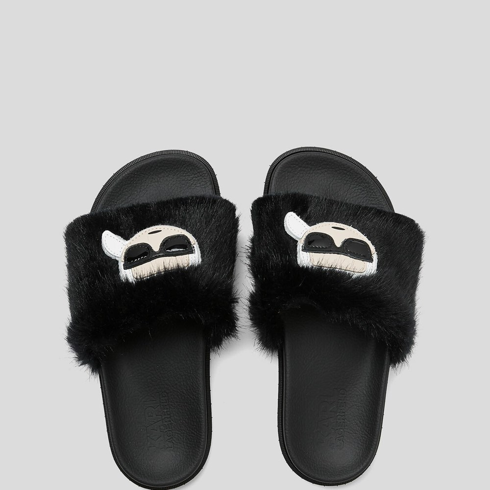 Black Women's Karl Lagerfeld K/Ikonic Kondo Tred Slides Sandals & Flats | AE047PAIK