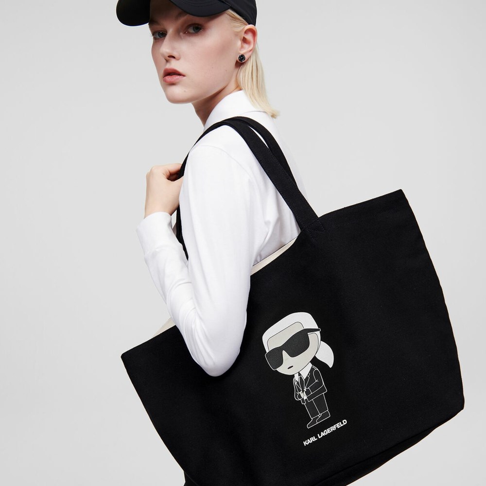 Black Women's Karl Lagerfeld K/Ikonik 2.0 Karl Shopper Tote Bags | AE014GQDJ