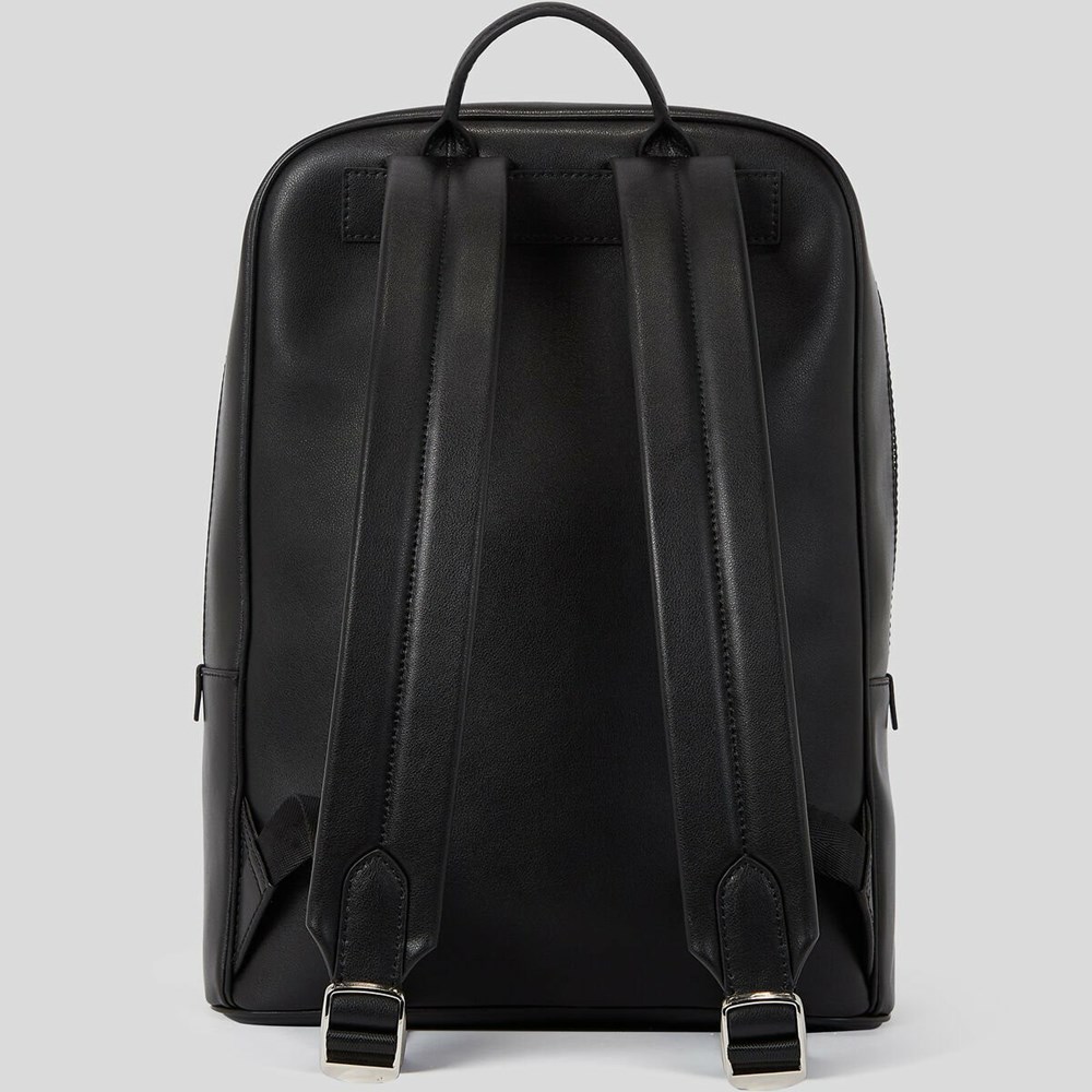 Black Women's Karl Lagerfeld K/Ikonik 2.0 Leather Backpacks | AE234MNLP