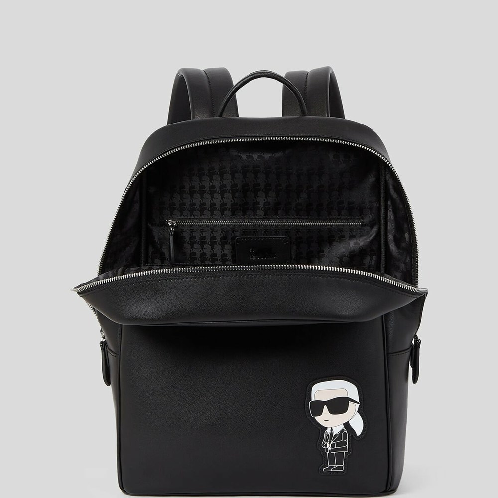 Black Women's Karl Lagerfeld K/Ikonik 2.0 Leather Backpacks | AE234MNLP