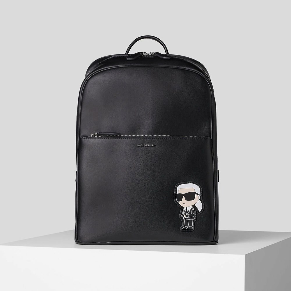 Black Women\'s Karl Lagerfeld K/Ikonik 2.0 Leather Backpacks | AE234MNLP