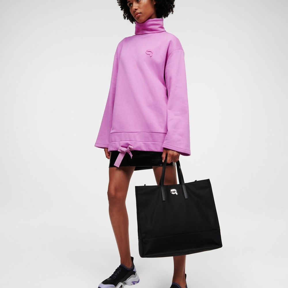 Black Women's Karl Lagerfeld K/Ikonik 2.0 Nylon East-west Tote Bags | AE798WLCG