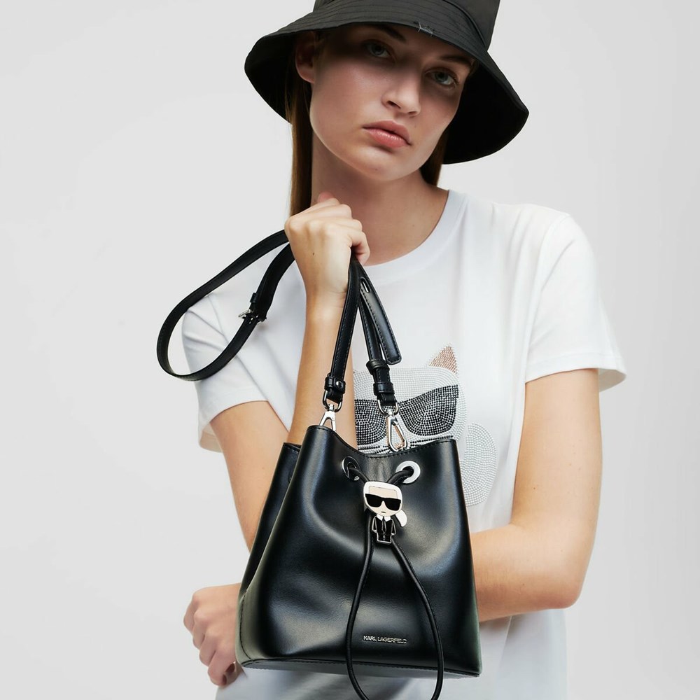 Black Women\'s Karl Lagerfeld K/Ikonik Bucket Bag | AE809RUTX