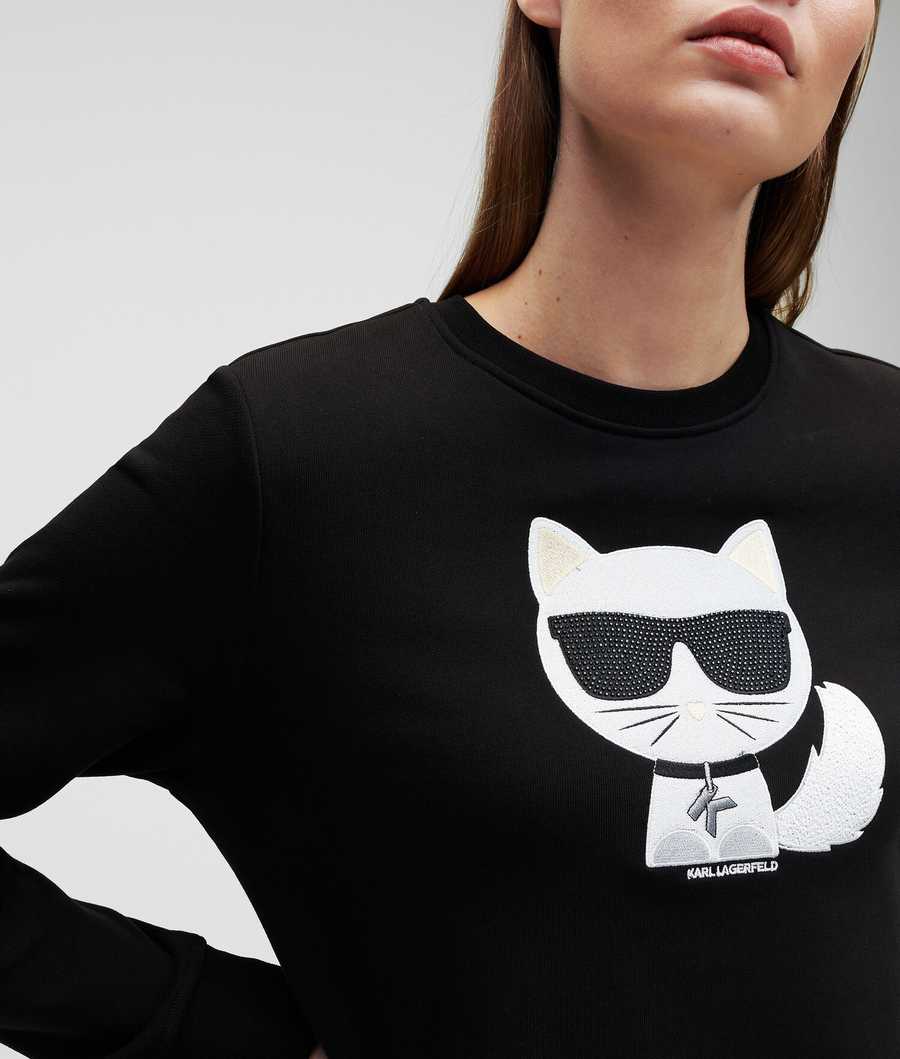 Black Women's Karl Lagerfeld K/Ikonik Choupette Sweatshirts | AE634YNRK