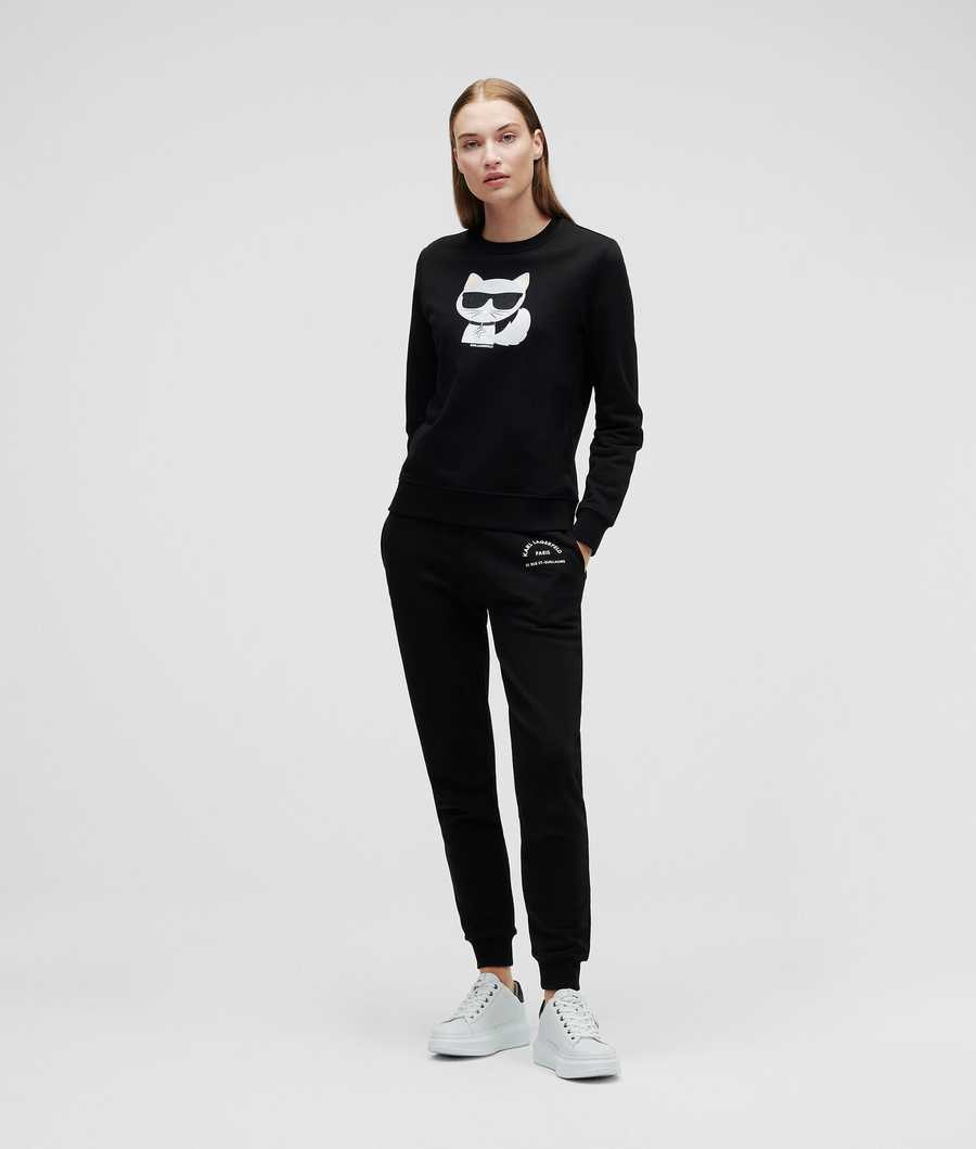 Black Women\'s Karl Lagerfeld K/Ikonik Choupette Sweatshirts | AE634YNRK