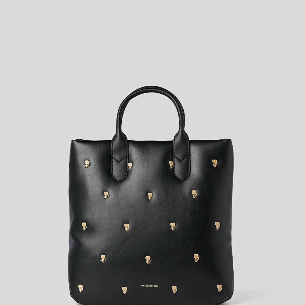 Black Women's Karl Lagerfeld K/Ikonik Embroidered Tote Bags | AE152QMTF