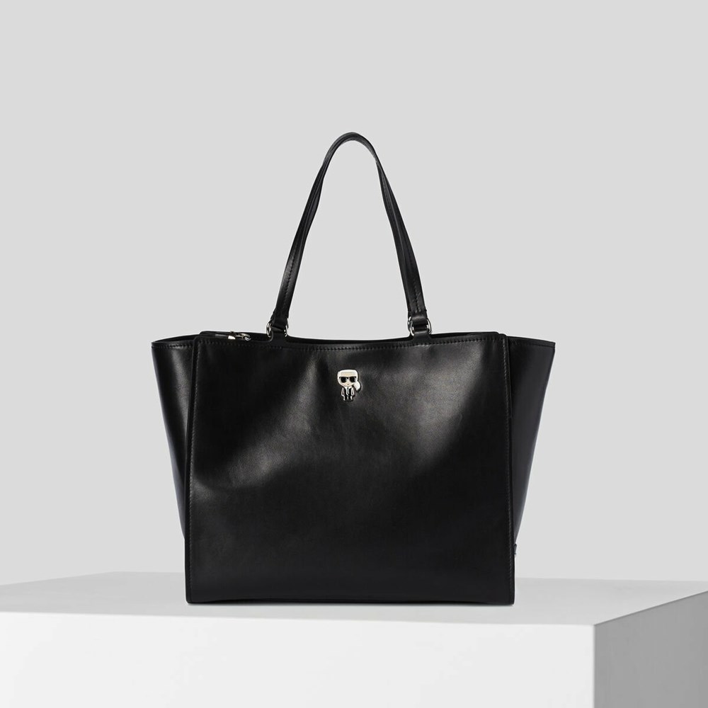 Black Women\'s Karl Lagerfeld K/Ikonik Leather Tote Bags | AE172JERA