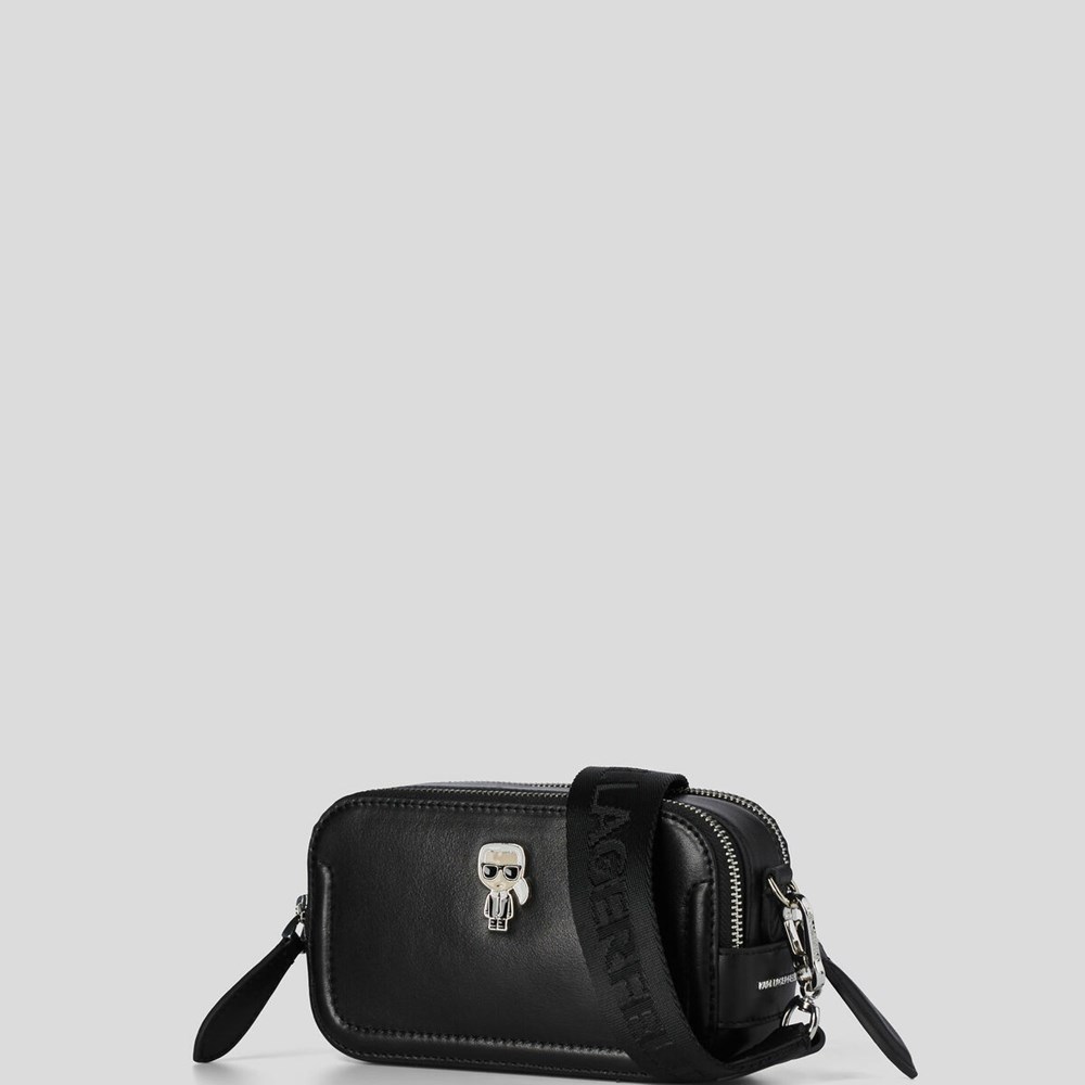 Black Women's Karl Lagerfeld K/Ikonik Leather Camera Bag | AE924IBYS