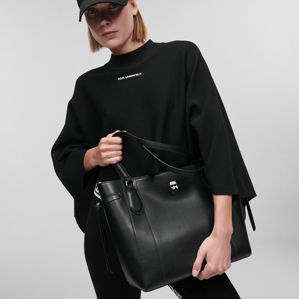 Black Women's Karl Lagerfeld K/Ikonik Leather Tote Bags | AE950XPLO