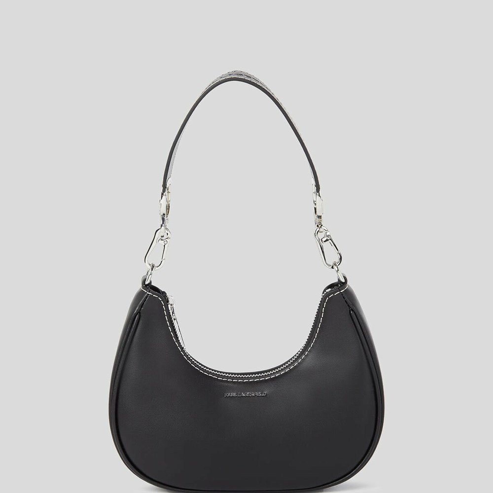 Black Women's Karl Lagerfeld K/Ikonik Lock Moon Shoulder Bags | AE981QJCY