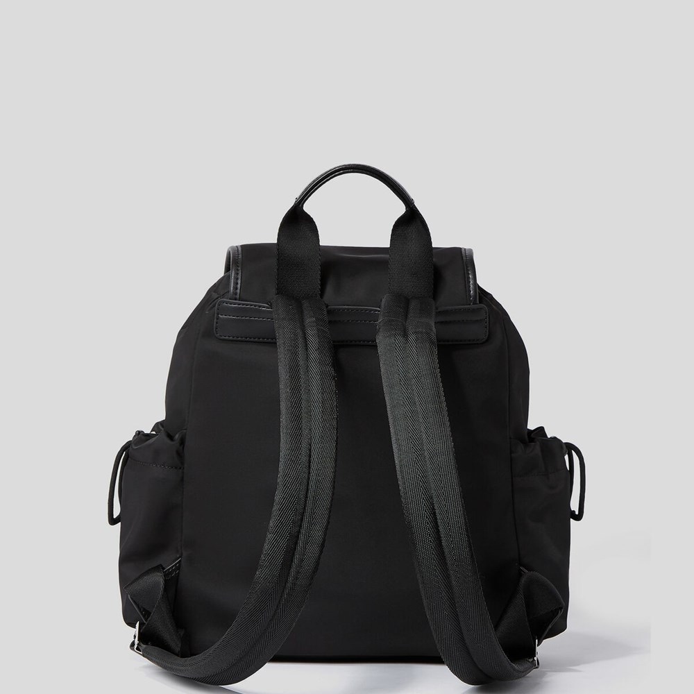 Black Women's Karl Lagerfeld K/Ikonik Nylon Flap Backpacks | AE216XENV