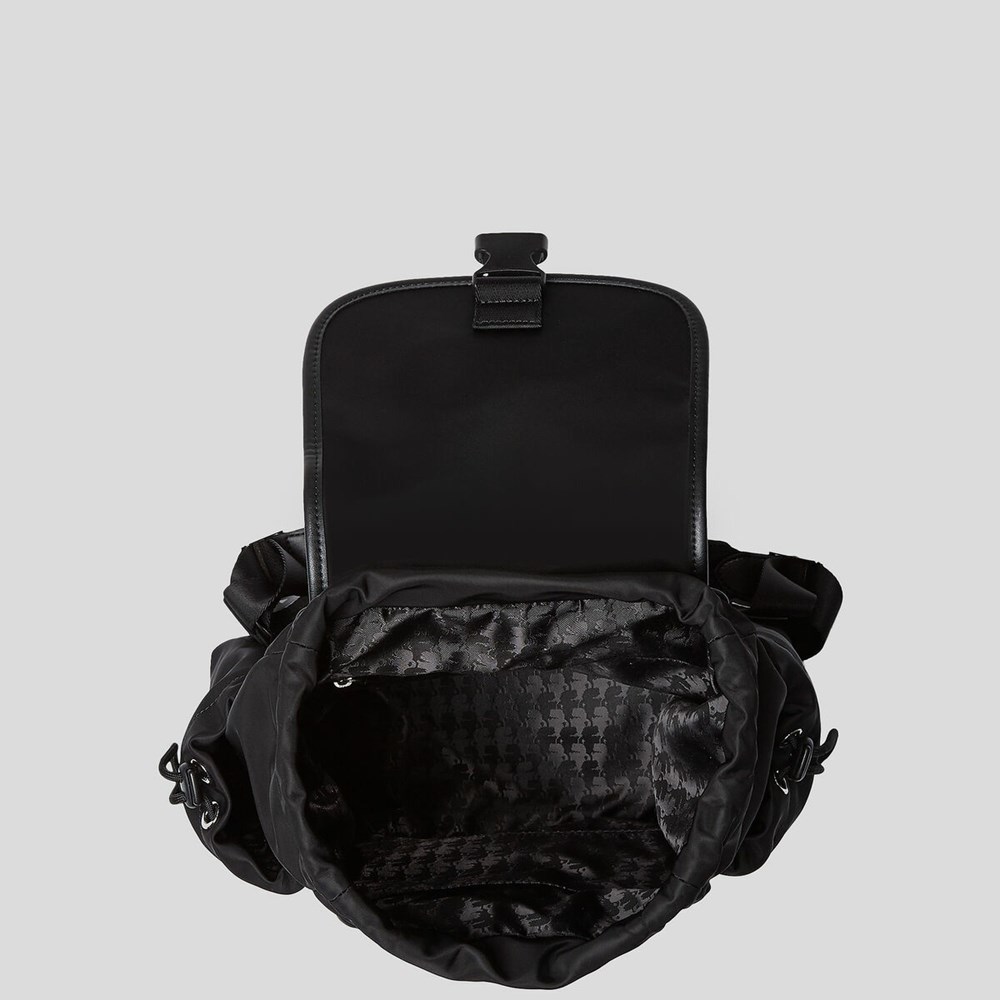 Black Women's Karl Lagerfeld K/Ikonik Nylon Flap Backpacks | AE216XENV