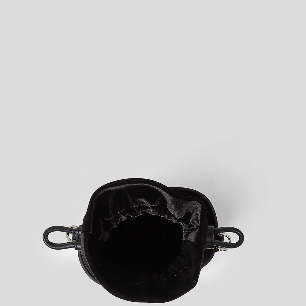 Black Women's Karl Lagerfeld K/Ikonik Small Leather Bucket Bag | AE154DQRW