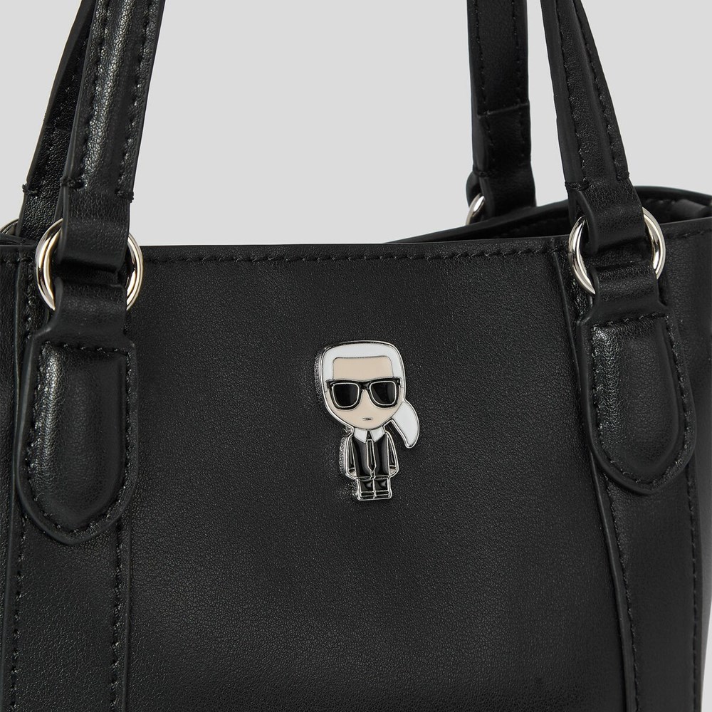 Black Women's Karl Lagerfeld K/Ikonik Small Leather Tote Bags | AE650DOXP