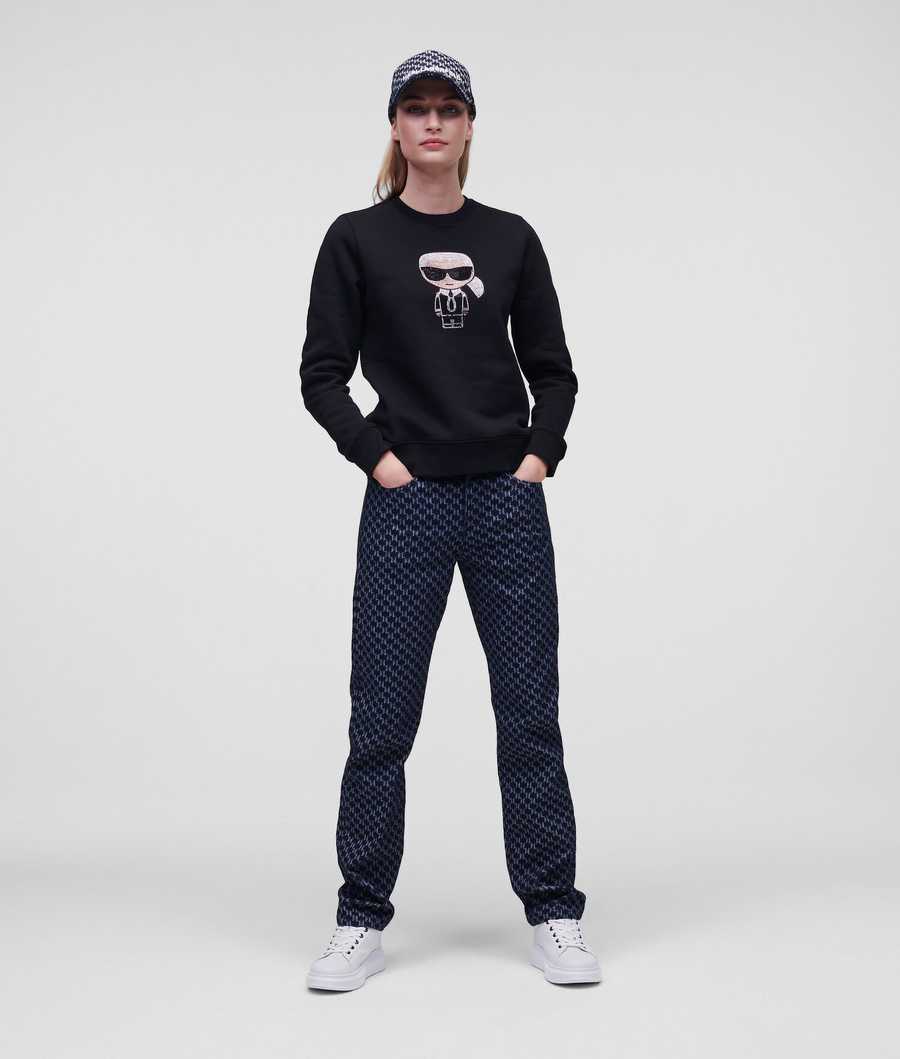 Black Women's Karl Lagerfeld K/Ikonik Sparkle Sweatshirts | AE956ORKE