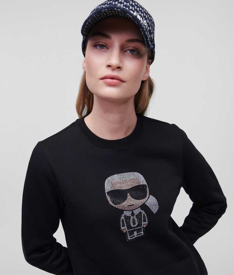 Black Women's Karl Lagerfeld K/Ikonik Sparkle Sweatshirts | AE956ORKE