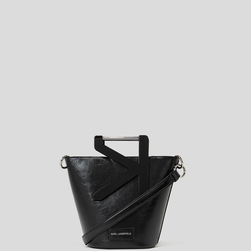 Black Women's Karl Lagerfeld K/Karl Handle Bucket Bag | AE192JUSD