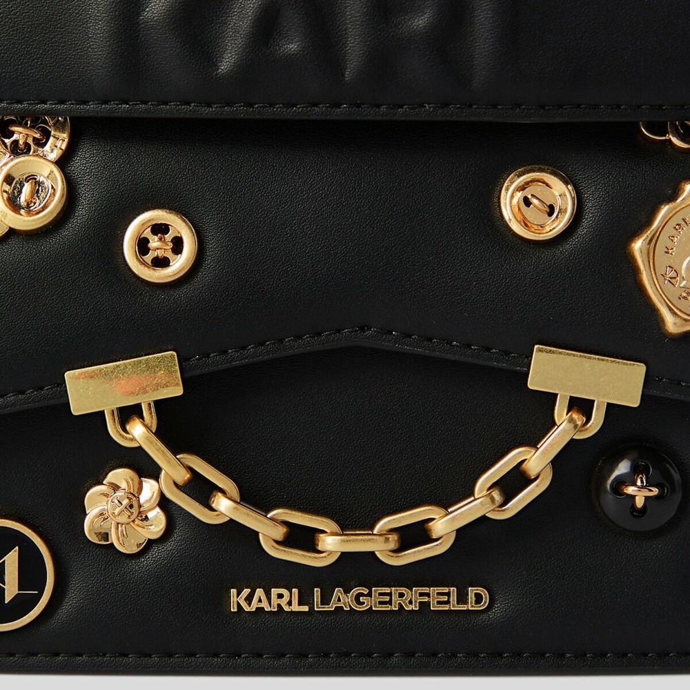 Black Women's Karl Lagerfeld K/Karl Seven Metal Badges Mini Shoulder Bags | AE087QKHN