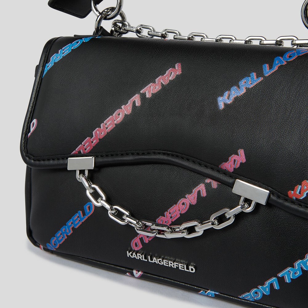 Black Women's Karl Lagerfeld K/Karl Seven Soft Future Logo Shoulder Bags | AE186DJHW