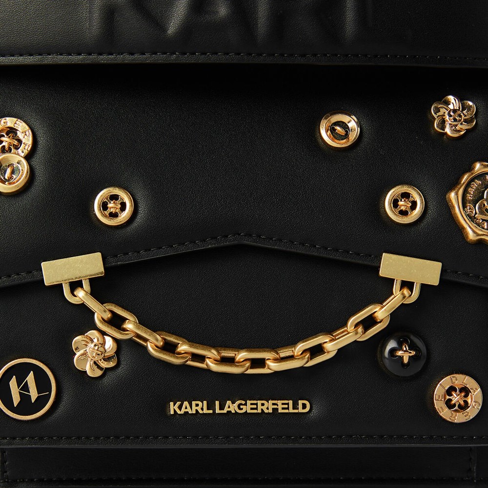 Black Women's Karl Lagerfeld K/Karl Seven Metal Badges Shoulder Bags | AE326HREX