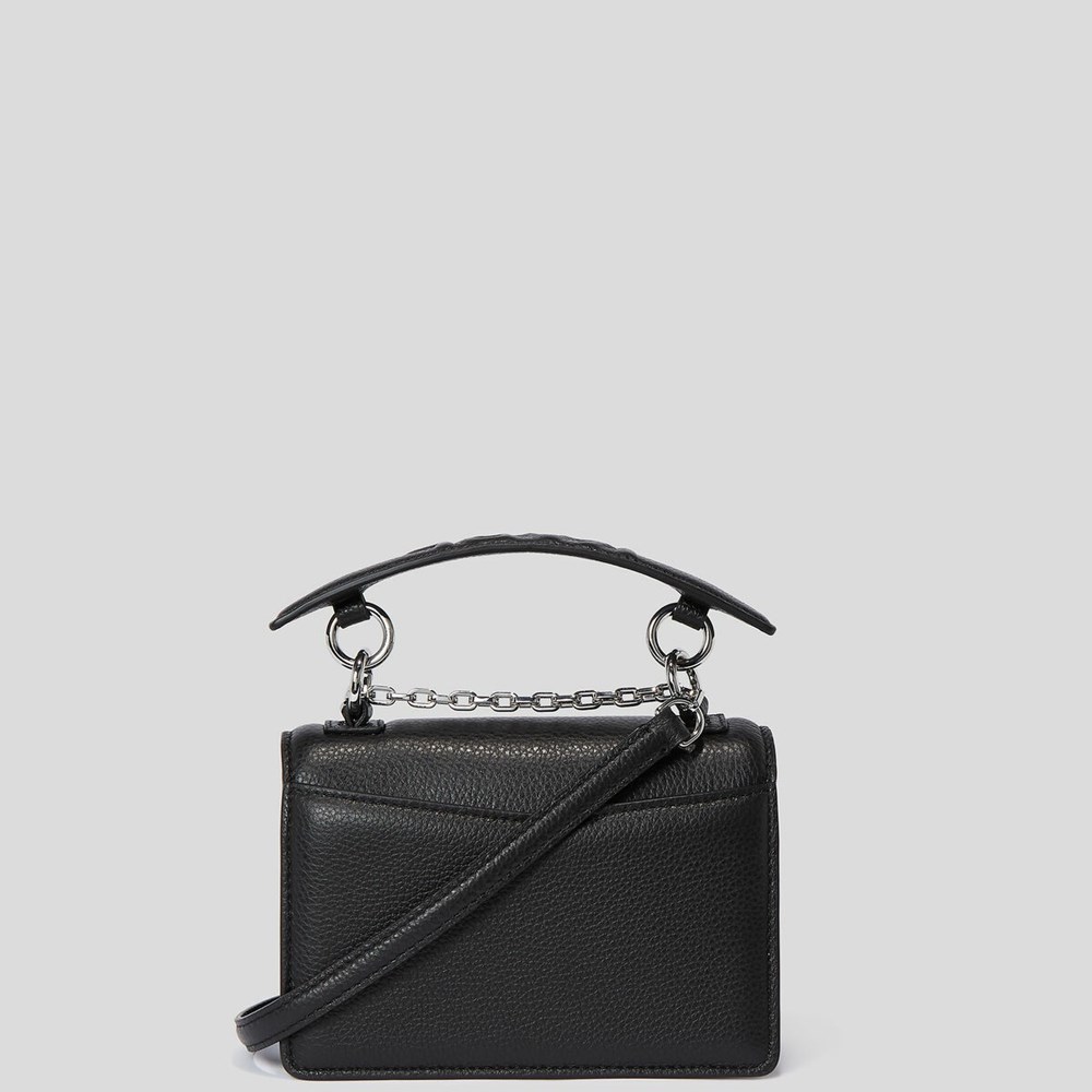 Black Women's Karl Lagerfeld K/Karl Seven Grain Leather Mini Shoulder Bags | AE435GBJO