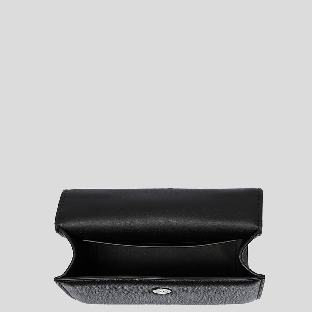 Black Women's Karl Lagerfeld K/Karl Seven Grain Leather Mini Shoulder Bags | AE435GBJO