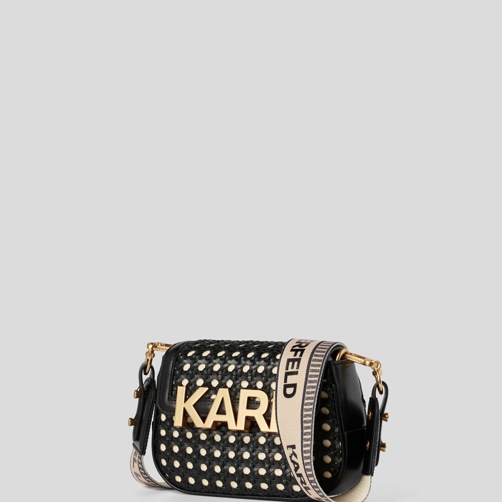 Black Women's Karl Lagerfeld K/Letters Small Woven Crossbody Bags | AE284YSCD