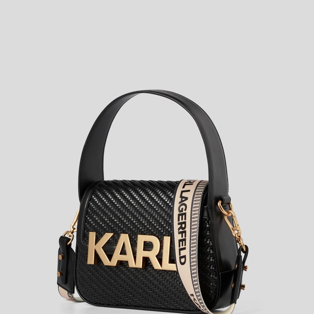 Black Women's Karl Lagerfeld K/Letters Woven Crossbody Bags | AE270KPYC