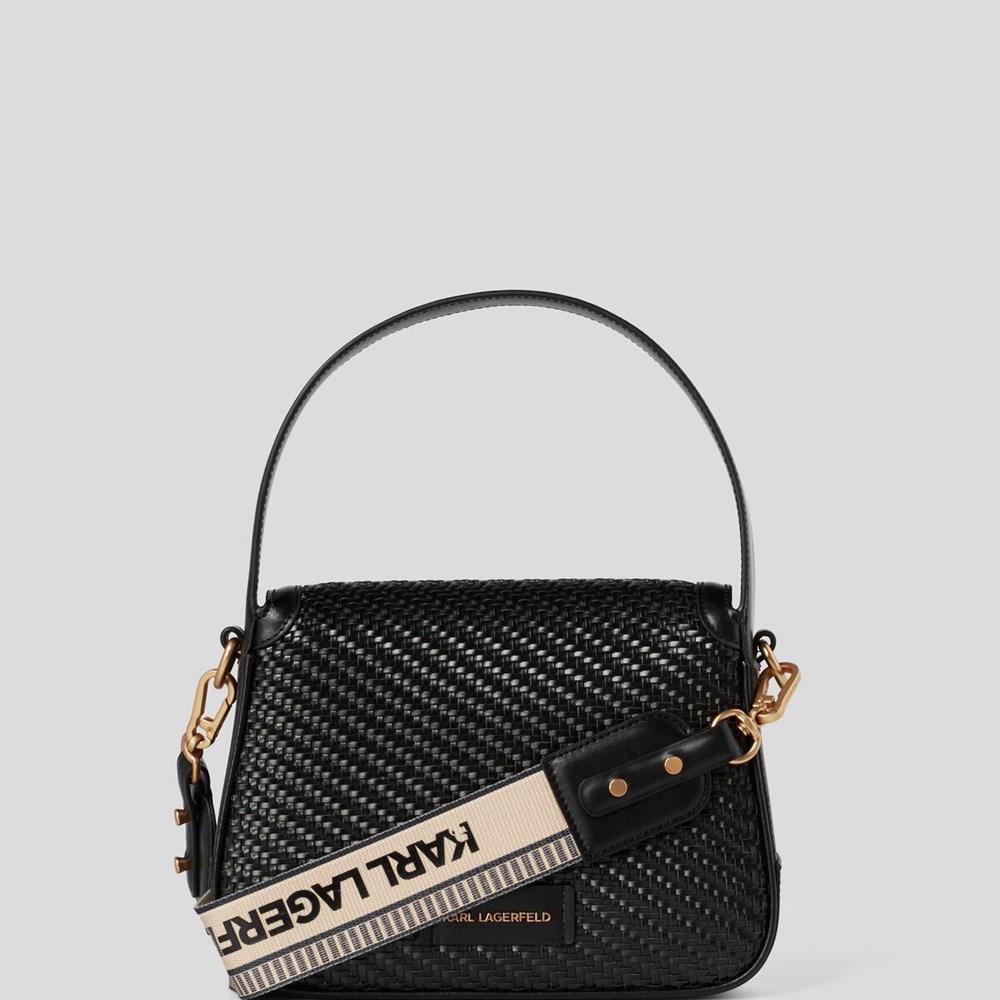 Black Women's Karl Lagerfeld K/Letters Woven Crossbody Bags | AE270KPYC