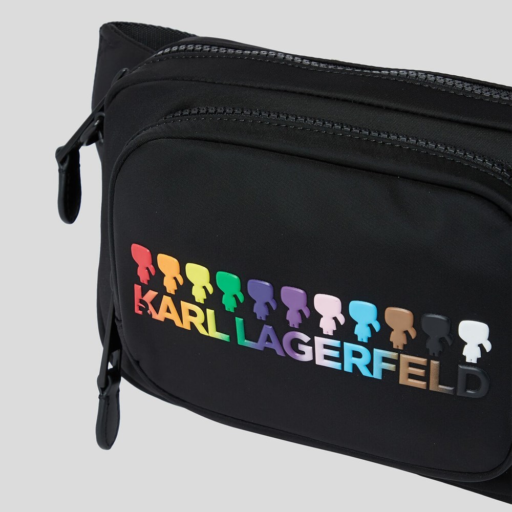 Black Women's Karl Lagerfeld K/Love Convertible Nylon Bumbag Crossbody Bags | AE034MXAH