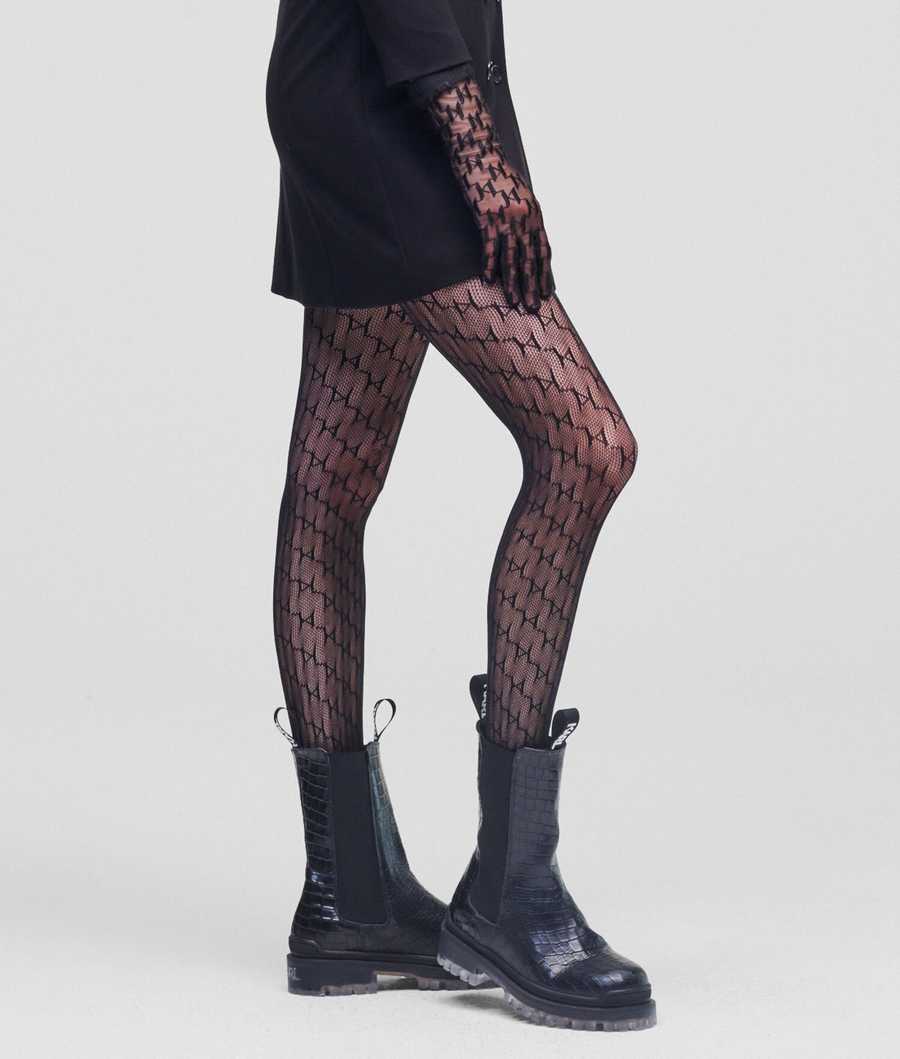 Black Women's Karl Lagerfeld K/Monogram Tights Underwear | AE509DONR