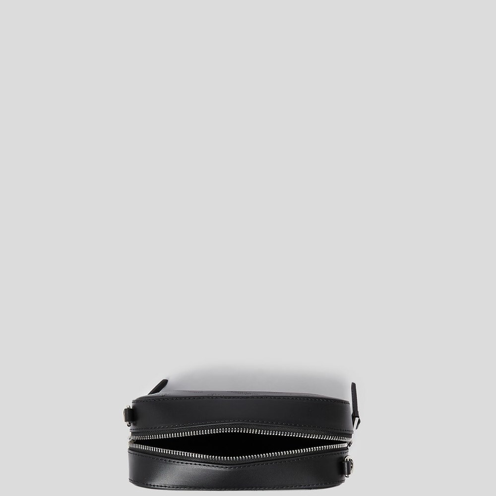 Black Women's Karl Lagerfeld K/Punched Logo Camera Bag | AE367ZMGP