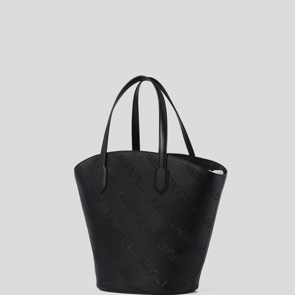 Black Women's Karl Lagerfeld K/Punched Logo Large Tote Bags | AE472JHEC