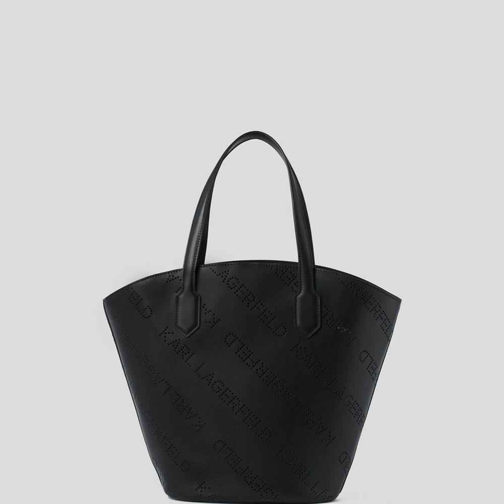 Black Women's Karl Lagerfeld K/Punched Logo Large Tote Bags | AE472JHEC