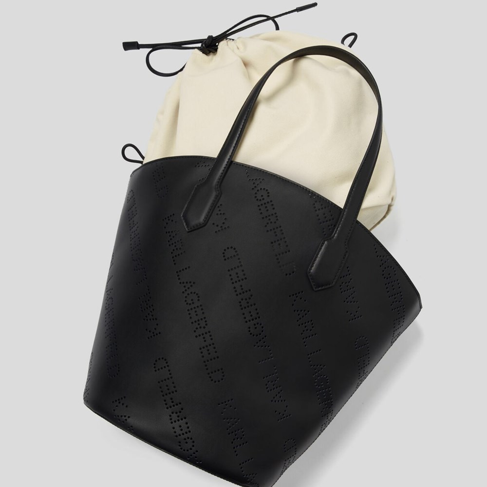 Black Women's Karl Lagerfeld K/Punched Logo Large Tote Bags | AE472JHEC