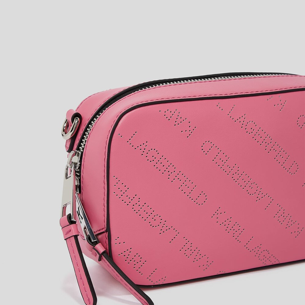 Black Women's Karl Lagerfeld K/Punched Logo Camera Bag | AE521EOTX