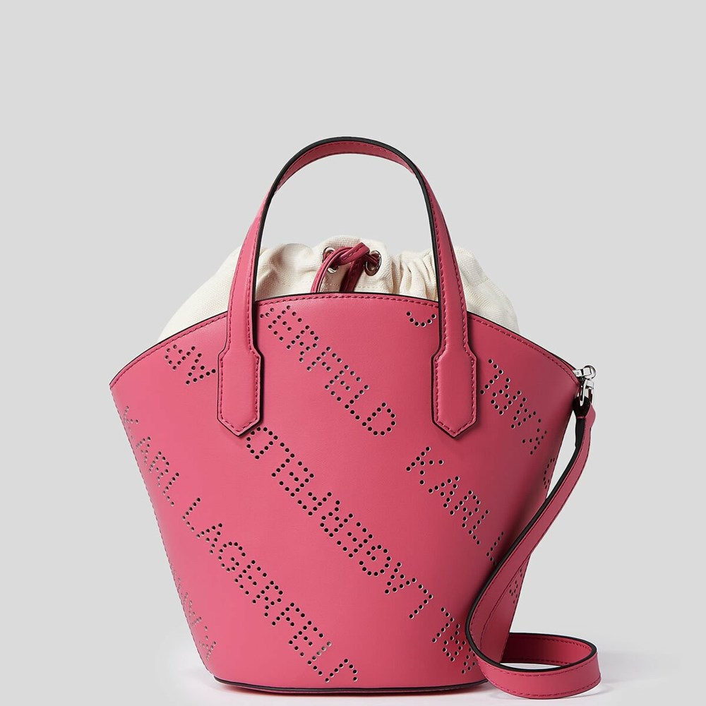 Black Women's Karl Lagerfeld K/Punched Logo Small Tote Bags | AE802FSOK