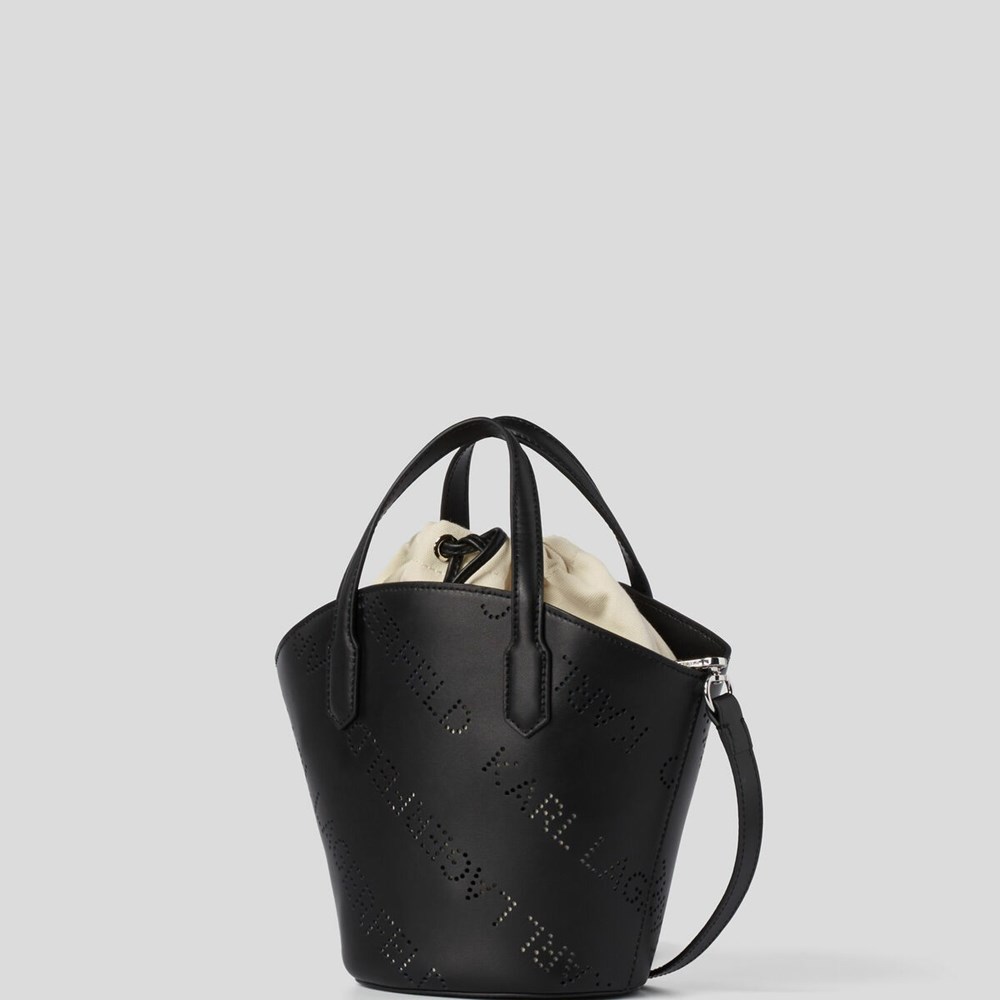 Black Women's Karl Lagerfeld K/Punched Logo Small Tote Bags | AE962AJKQ