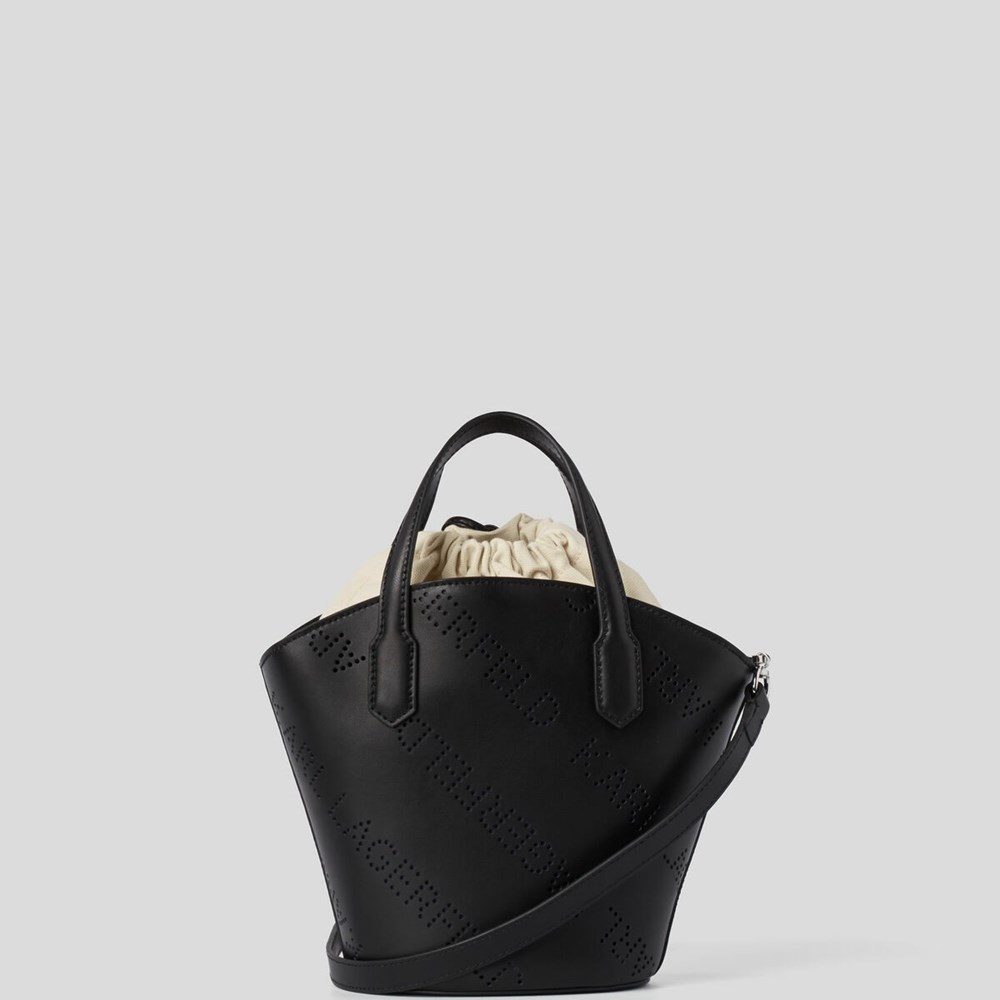 Black Women's Karl Lagerfeld K/Punched Logo Small Tote Bags | AE962AJKQ